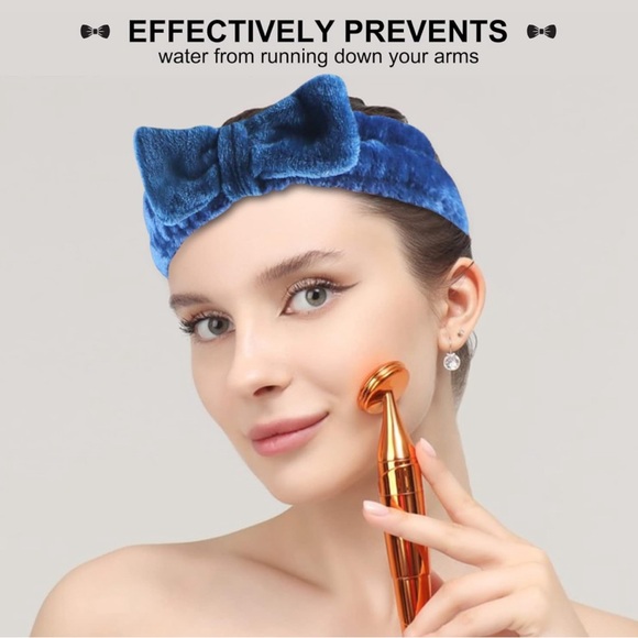 Spa Headband – 3 Pack Makeup Headband/for Washing Face (White, Pink, Blue) - Picture 5 of 6